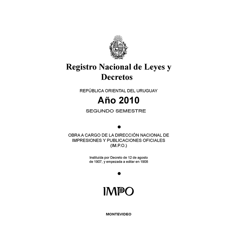 Registro Nacional de Leyes y Decretos. Segundo semestre 2010