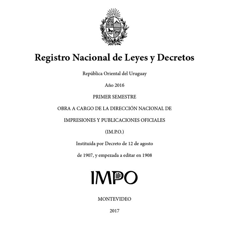 Registro Nacional de Leyes y Decretos. Primer semestre 2016