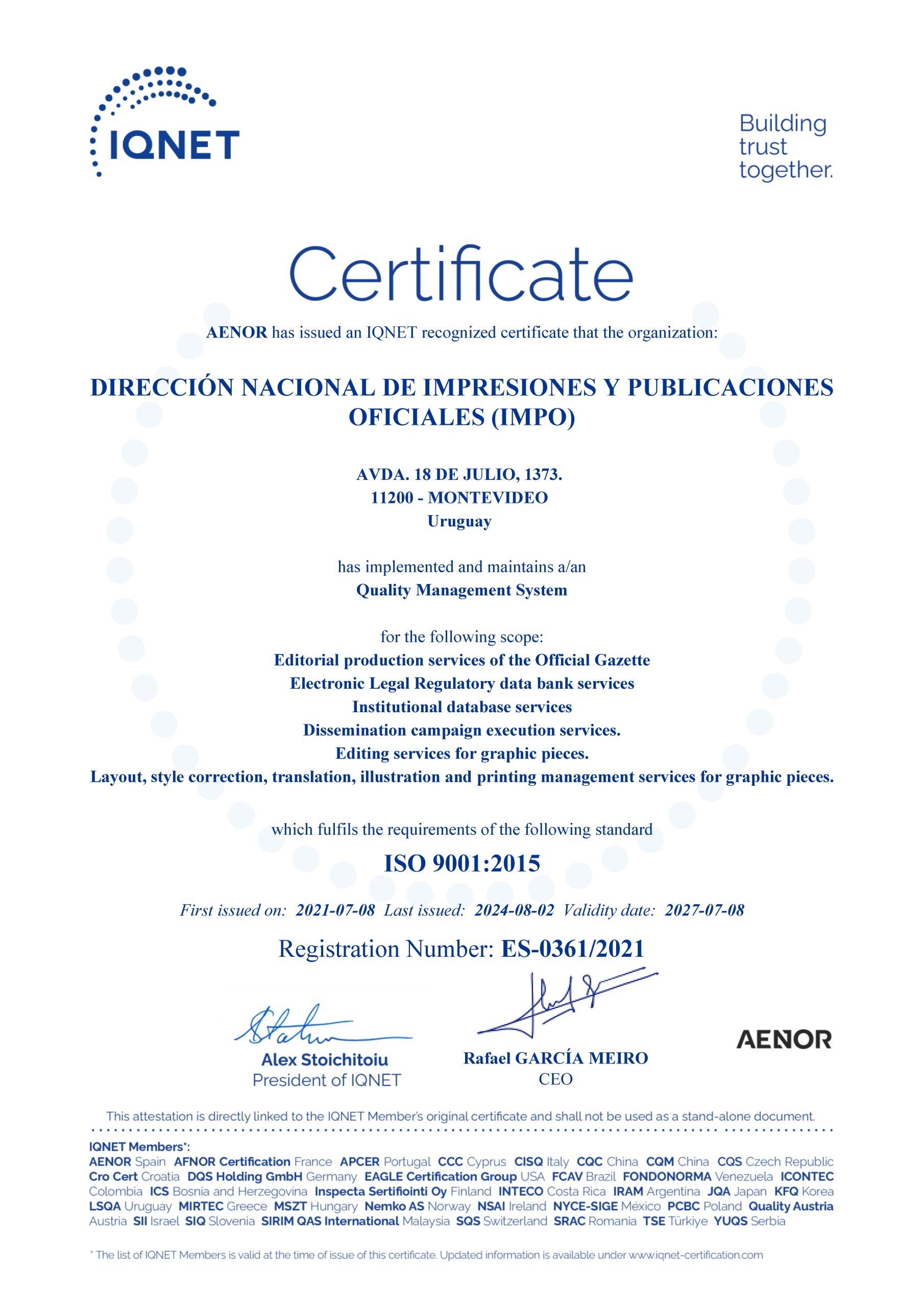 Certificado IQNET